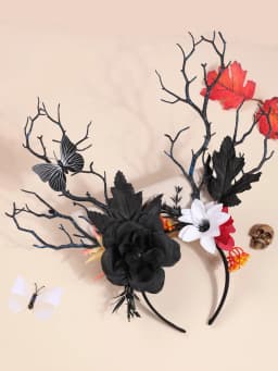 Halloween Black Butterfly Forest Style Creative Elk Branch Hair Band Single Piece Exaggerated Spirit Headwear
