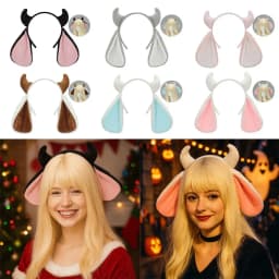 Kawaii Plush Lolita Headband Fluffy Goat Horn Photo Prop Girls Hairband Cute Party Headwear Costume Cosplay