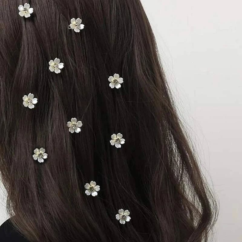 10pcs Sweet Hair Accessories Flower Clips with Braided Pigtails for Hairstyle Decoration
