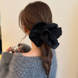 1PC Double-Layer Ruffled Bubble Flower Hair Scrunchie - High-End Korean-Style Hair Tie with Strong Elasticity