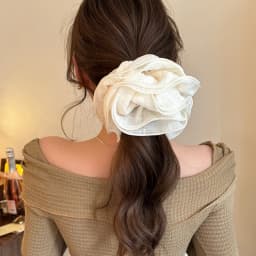 1PC Double-Layer Ruffled Bubble Flower Hair Scrunchie - High-End Korean-Style Hair Tie with Strong Elasticity