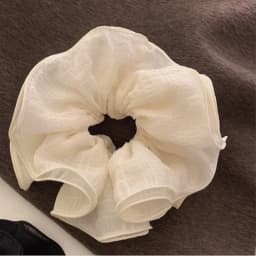 1PC Double-Layer Ruffled Bubble Flower Hair Scrunchie - High-End Korean-Style Hair Tie with Strong Elasticity