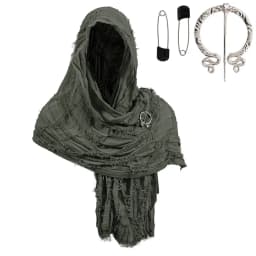 Fashion Medieval Style Medieval Cloak With Viking Brooch Beggar Style Hooded Shawl Scarf Scarf Cape Streetwear