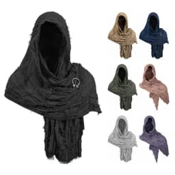 Fashion Medieval Style Medieval Cloak With Viking Brooch Beggar Style Hooded Shawl Scarf Scarf Cape Streetwear