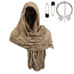 Fashion Medieval Style Medieval Cloak With Viking Brooch Beggar Style Hooded Shawl Scarf Scarf Cape Streetwear