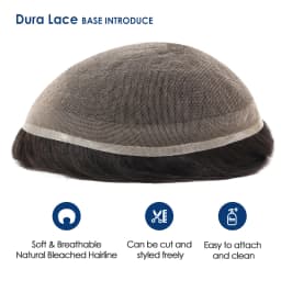 Dura Lace Natural Hairline Lace Toupee Bleached Knots Front Indian Human Hair Toupee For Men Male Hair Prosthesis Korean Lace