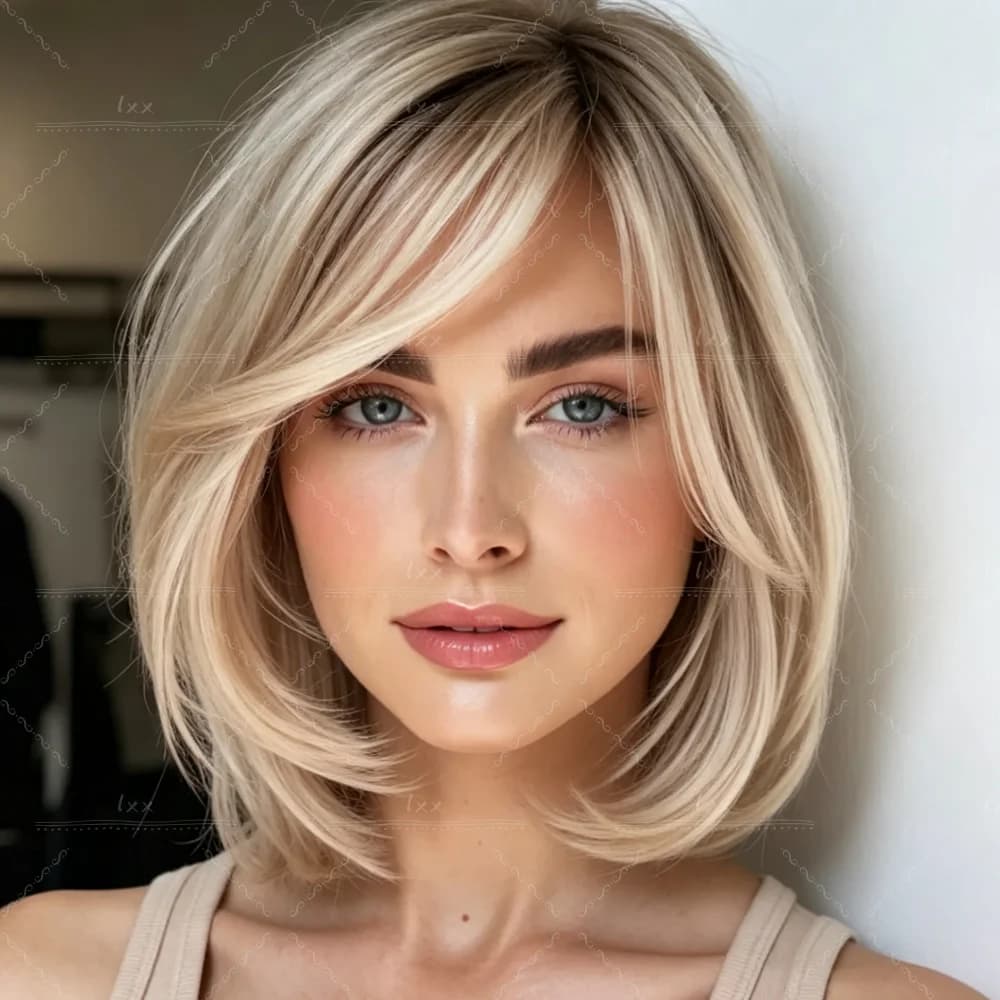 Fashion Short Style Straight Highlight Blond 150 Density |100% Human Hair Wig |  13x4 Lace Front Wig with Baby Hair Pre-Plucked