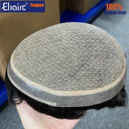 M Lace|Silk Base with Diamond Net Men's Wigs For Men Hair System 6" Toupee Men Durable 100% Human Hair System Unit Mens Wig