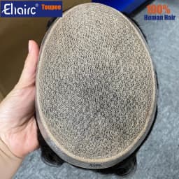 M Lace|Silk Base with Diamond Net Men's Wigs For Men Hair System 6" Toupee Men Durable 100% Human Hair System Unit Mens Wig