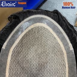 M Lace|Silk Base with Diamond Net Men's Wigs For Men Hair System 6" Toupee Men Durable 100% Human Hair System Unit Mens Wig