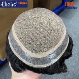 M Lace|Silk Base with Diamond Net Men's Wigs For Men Hair System 6" Toupee Men Durable 100% Human Hair System Unit Mens Wig