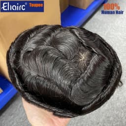 M Lace|Silk Base with Diamond Net Men's Wigs For Men Hair System 6" Toupee Men Durable 100% Human Hair System Unit Mens Wig