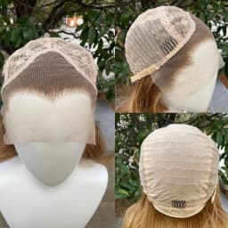 Peak Honey Brown 13X4 Synthetic Lace Front Wigs for Women Shoulder Length Mullet Cosplay Wig for Men Half Hand Tied Glueless