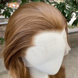 Peak Honey Brown 13X4 Synthetic Lace Front Wigs for Women Shoulder Length Mullet Cosplay Wig for Men Half Hand Tied Glueless