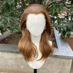 Peak Honey Brown 13X4 Synthetic Lace Front Wigs for Women Shoulder Length Mullet Cosplay Wig for Men Half Hand Tied Glueless