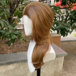 Peak Honey Brown 13X4 Synthetic Lace Front Wigs for Women Shoulder Length Mullet Cosplay Wig for Men Half Hand Tied Glueless