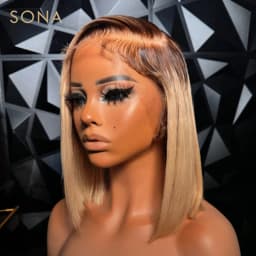 Ash Blonde Ombre Lace Front Wig Honey Blonde 13x6 HD Transparent Lace Frontal Wig Colored Human Hair Bob Wigs With Dark Root