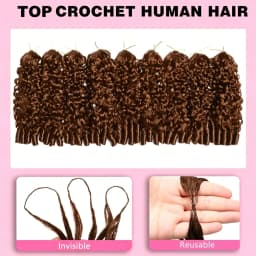 Burmese Curly Chocolate Brown Crochet Hair 60g Pre-Separated Invisible Knotless Human Crochet Hair Reusable Lightweight Hair Extensions For Women