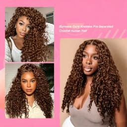 Burmese Curly Chocolate Brown Crochet Hair 60g Pre-Separated Invisible Knotless Human Crochet Hair Reusable Lightweight Hair Extensions For Women