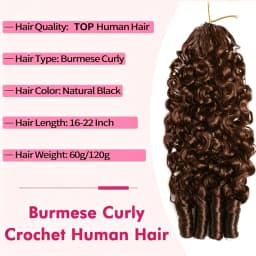 Burmese Curly Chocolate Brown Crochet Hair 60g Pre-Separated Invisible Knotless Human Crochet Hair Reusable Lightweight Hair Extensions For Women