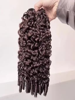 Burmese Curly Chocolate Brown Crochet Hair 60g Pre-Separated Invisible Knotless Human Crochet Hair Reusable Lightweight Hair Extensions For Women