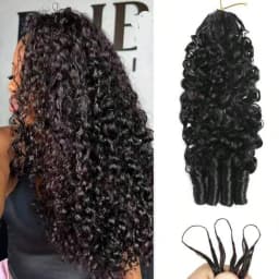 Burmese Curly Chocolate Brown Crochet Hair 60g Pre-Separated Invisible Knotless Human Crochet Hair Reusable Lightweight Hair Extensions For Women