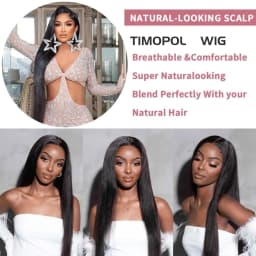TIMOPOL Straight Hair 13x4 Women's Front Lace Wig | 180 Density, High-Definition Front Lace Wig, Reduces Hair Loss