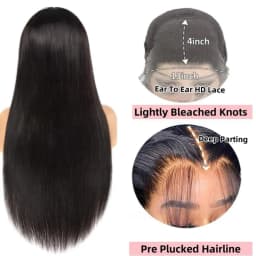 TIMOPOL Straight Hair 13x4 Women's Front Lace Wig | 180 Density, High-Definition Front Lace Wig, Reduces Hair Loss