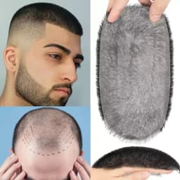 TESS Men Hair Wig 100% Human Hair Men Toupee Buzz Cut Hair System Super Thin Skin Natural Black Short Hair Pieces Wigs for Male