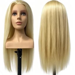 95% Real Hair Mannequin Head with Shoulders, 26 Inch Long Straight Hair, Training Head for Hairdresser Practice Cutting Styling