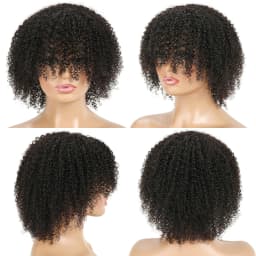 Short Pixie Bob Cut Human Hair Wigs With Bangs Afro Kinky Curly Full Machine Wig Highlight Honey Blonde Colored Wigs For Women