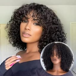 Short Pixie Bob Cut Human Hair Wigs With Bangs Afro Kinky Curly Full Machine Wig Highlight Honey Blonde Colored Wigs For Women