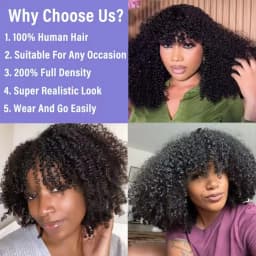 Short Pixie Bob Cut Human Hair Wigs With Bangs Afro Kinky Curly Full Machine Wig Highlight Honey Blonde Colored Wigs For Women