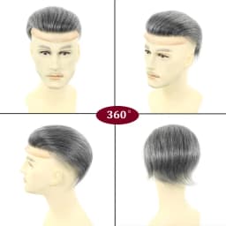#1B40/#1B60/#1B80 Grey Men's Toupee Hair Replacement System Human Hairpiece Back Style Mono PU Breathable Lace Front Male Wig