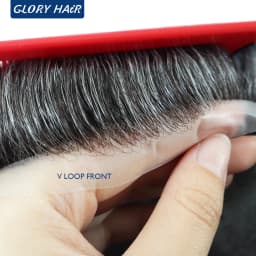 BIO 0.05-0.06mm Thin Skin Toupee For Man V-Loop Front Invisible Hairline Men's Capillary Prosthesis 100%Density Male Hair System