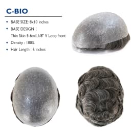 BIO 0.05-0.06mm Thin Skin Toupee For Man V-Loop Front Invisible Hairline Men's Capillary Prosthesis 100%Density Male Hair System