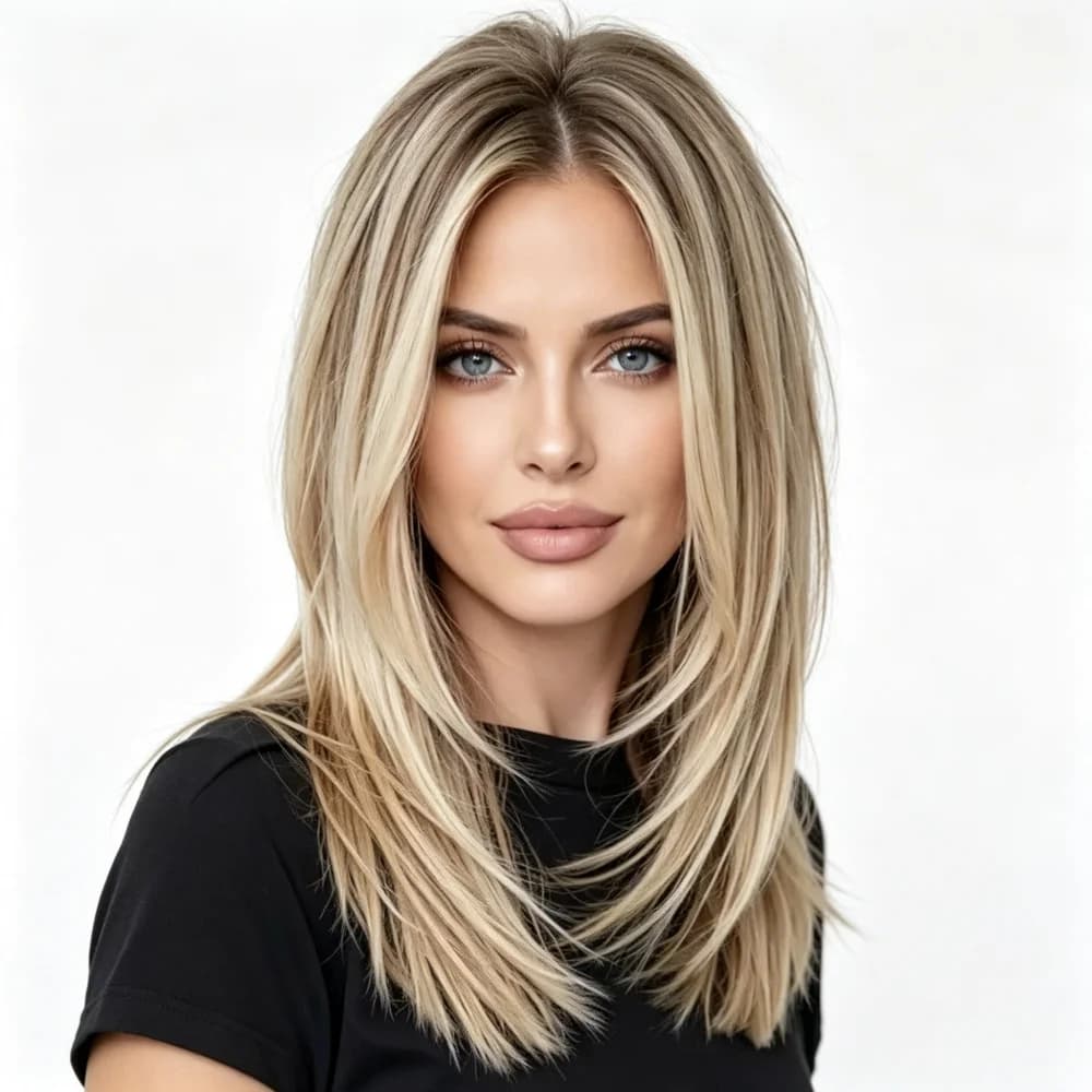Straight Hair Soft Highlight Blond 150 density 13×4 100%human hair wig lace front wig, with baby hair pre plucked