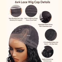 UNICE Bye-Bye Slip 6X4 Minimalist Lace "C" Side Part Layered Bob Wig With Blowout Bangs Glueless Human Hair Wig 150% Density
