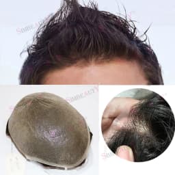 Natural Real 90Density Capillary Prosthes System Super Thin 0.02mm Skin Base Hairpieces Invisible Hairline Human Hair Men Toupee