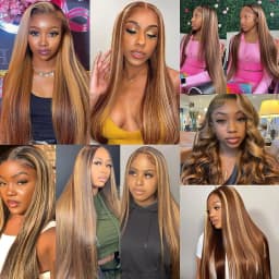 13X4 Ombre Lace Front Wig Human Hair 30Inch 180Density Highlight Straight Wig Pre Plucked Natural Hairline Hd Transparent Frontal Lace Brazilian Virgin Hair, 4/27 Honey Blonde Colored Wigs