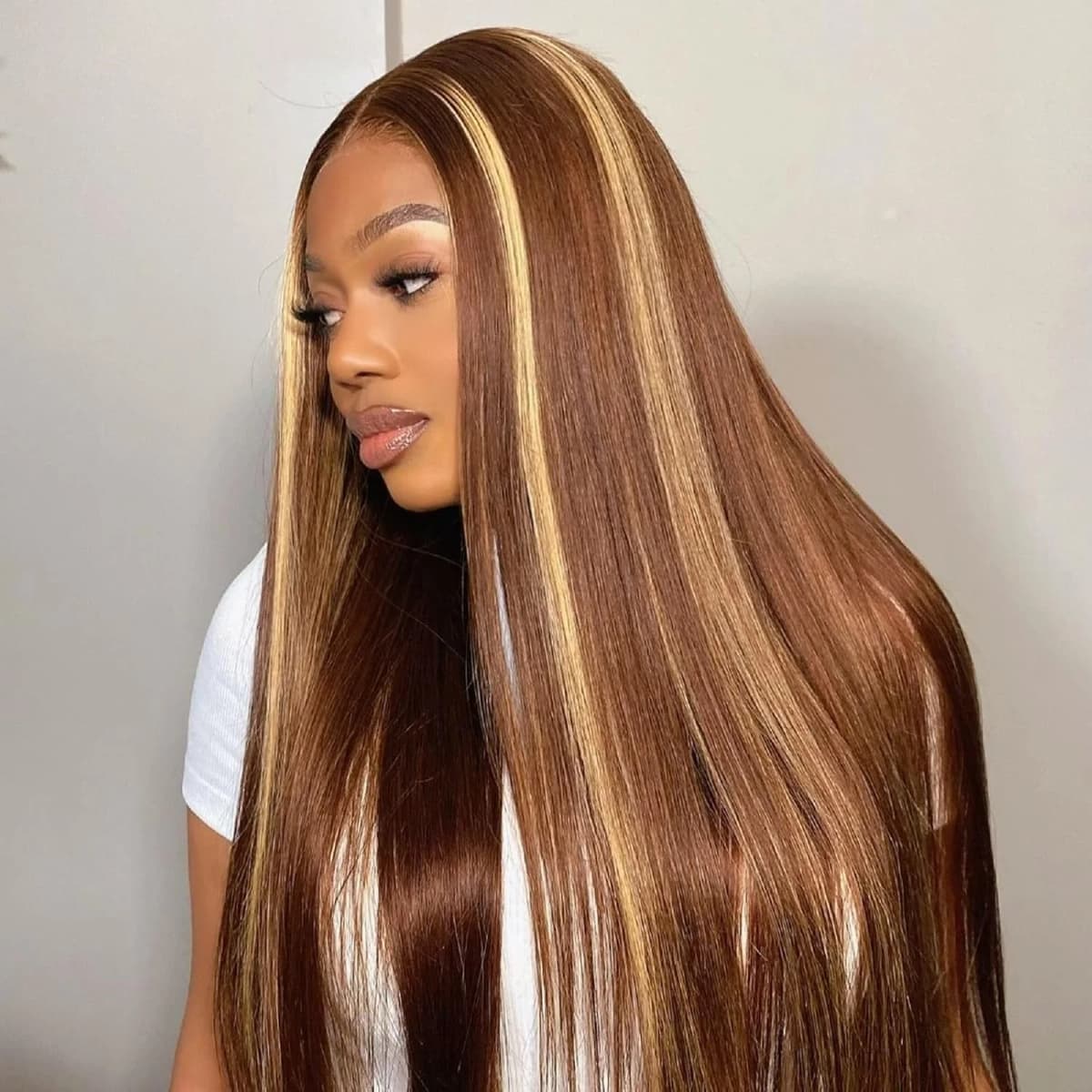 13X4 Ombre Lace Front Wig Human Hair 30Inch 180Density Highlight Straight Wig Pre Plucked Natural Hairline Hd Transparent Frontal Lace Brazilian Virgin Hair, 4/27 Honey Blonde Colored Wigs