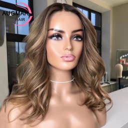Ash Blonde Highlight Wig Human Hair 13x6 Short Body Wave Lace Front Wig Brown Human Hair Wigs For Women HD 360 Lace Frontal Wig