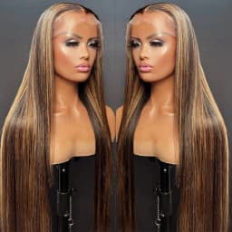 44 46 Inch 13x4 HD P4/27 Highlight Straight Lace Front Wigs Human Hair Wigs 200 Density 13x6 Transparent Full Lace Frontal Wigs