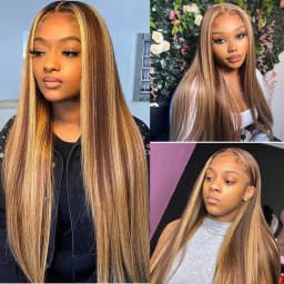 44 46 Inch 13x4 HD P4/27 Highlight Straight Lace Front Wigs Human Hair Wigs 200 Density 13x6 Transparent Full Lace Frontal Wigs