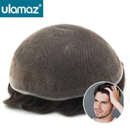 Full Lace Men's Wig Natural Human Hair Toupee Wig Man French Lace Male Hair Prosthesis Bleach Knots Wigs Hair System For Man