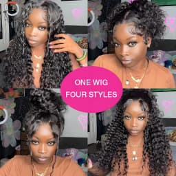 No Glue Upgrade Invisi Strap 360 Full HD Lace Frontal Kinky Curly Wig Black Human Hair 360 Drawstring Deep Water Wigs Glueless