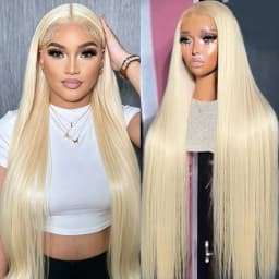 613 Blonde Wig 40 Inch Bone Straight Human Hair Wigs 13x6 HD Lace Frontal Wig Brazilian 210 Density Pre Plucked Colored Human Hair Lace Front Long Wigs