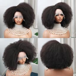 Afro Kinky Curly 250 Density 13x4x2 T Part Lace Wigs Short Bob Wig Human Hair Wigs 14 Inch Short Curly Afro Wigs for Woman