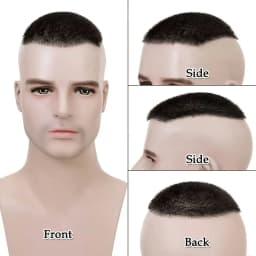 5x7/6x8 100% Human Hair Buzz Cut Toupee for Men Ultra Thin Breathable PU Transparent Full Biological Scalp Prosthesis Toupee