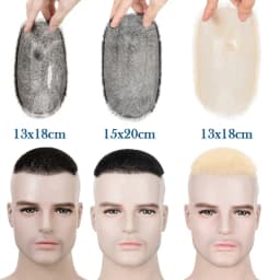5x7/6x8 100% Human Hair Buzz Cut Toupee for Men Ultra Thin Breathable PU Transparent Full Biological Scalp Prosthesis Toupee